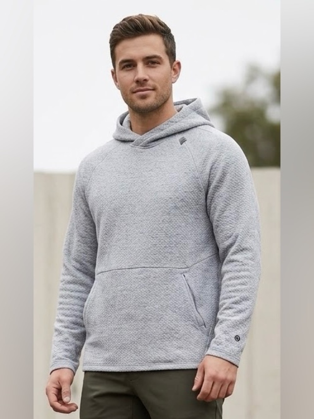 Lululemon At Ease Hoodie Heathered Gray Men’s Medium Textured Pullover